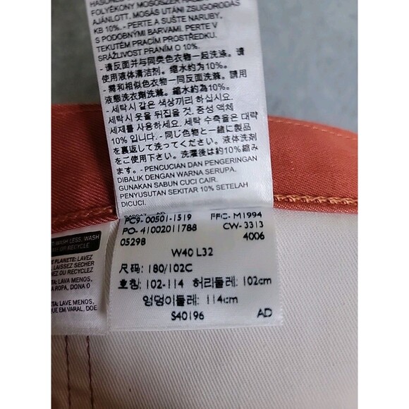 Levis Mens 501 Jeans 40x32 Straight Salmon Orange Button Fly High Rise Shrink - Picture 10 of 16